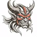 oni demon mask tattoo design idea