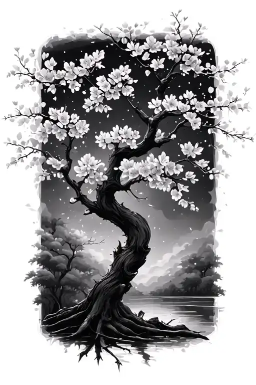 cherry blossom tree tattoo design idea