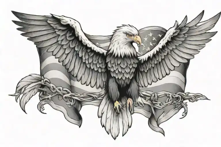 American flag with a eagle  tattoo design idea