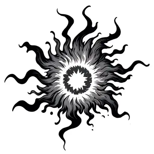 fireball explosion sun flames tattoo design idea