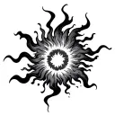 fireball explosion sun flames tattoo design idea