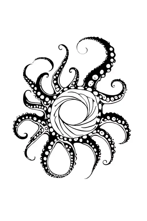 Octopus meander pattern spiral tattoo design idea