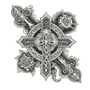 saint benedict cross tattoo design idea