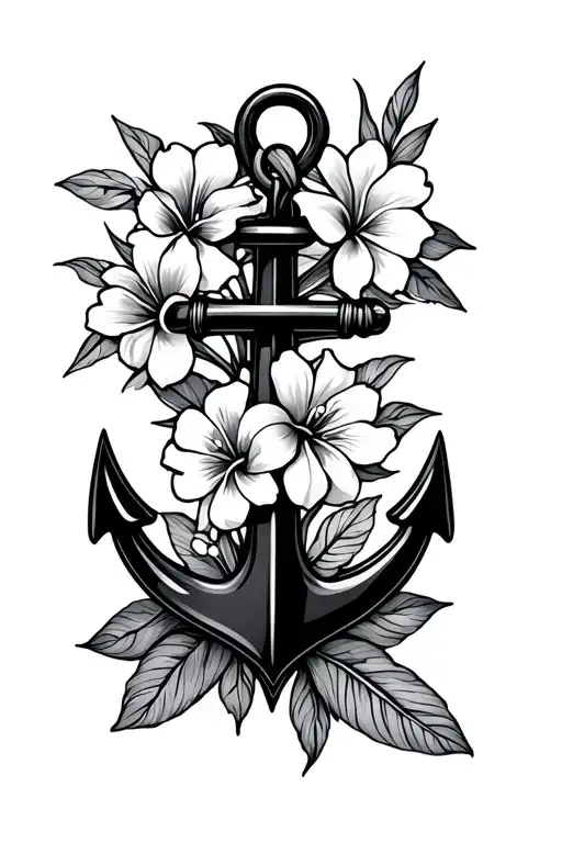 Philippines, flower, hawaii, anchor intertwined tattoo design idea