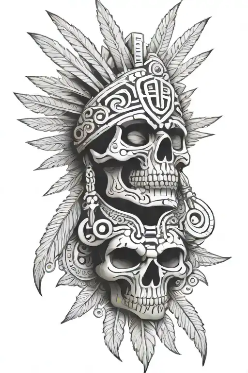aztec skull tattoo design idea
