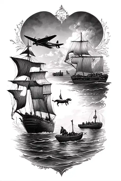 Books Sailboats Trains Planes Horses Hunting tattoo design idea