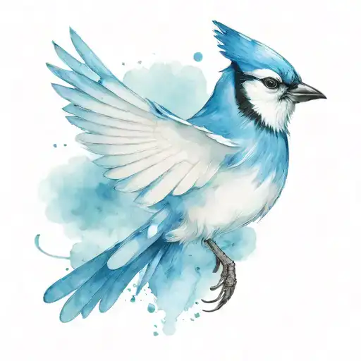 blue jay flying tattoo design idea