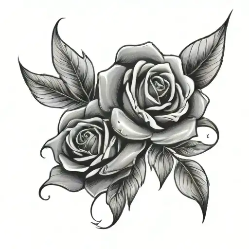 Leticia roses and hearts tattoo design idea