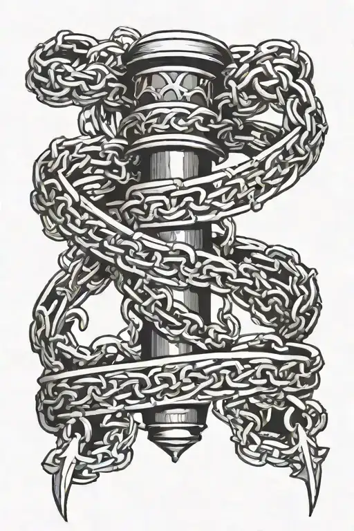 Scroll saying Fidelity bound by chains wrapping tattoo design idea