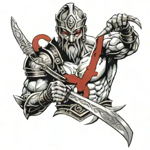 Ares god of war scene tattoo design idea