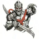 Ares god of war scene tattoo design idea