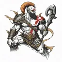 Ares god of war scene tattoo design idea