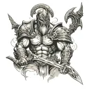 Ares god of war scene tattoo design idea