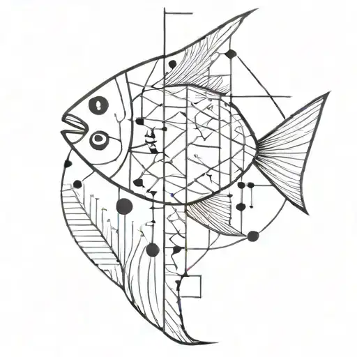 math and fish shape tattoo design idea