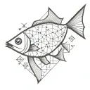 math and fish shape tattoo design idea