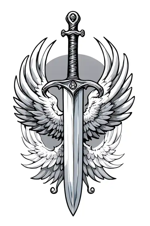 sword with wings tattoo design idea