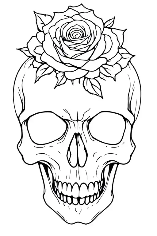 Skull exploded with roses tattoo design idea