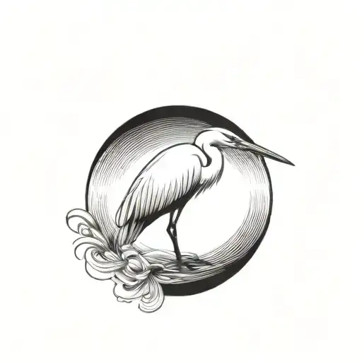 Coverup egret tattoo design idea