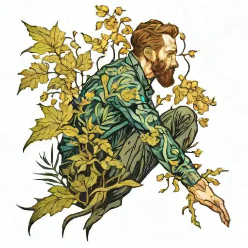 Van Gogh undergrowth with 2 figures full sleeve tattoo tattoo design idea