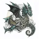 Toothless, from How To Train Your Dragon, but represented as a swirling smoke tattoo design idea