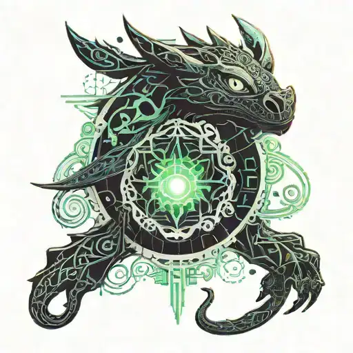 Toothless, from How To Train Your Dragon, but represented as a swirling smoke tattoo design idea