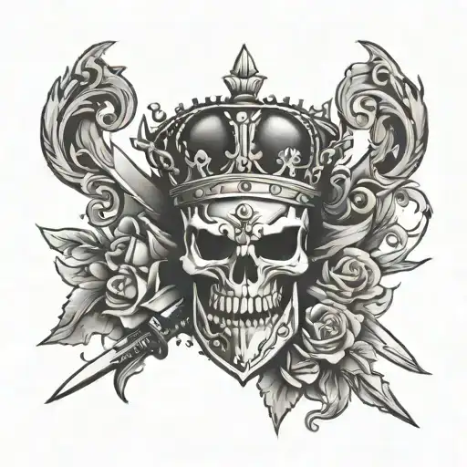 sword and crown tattoo design idea