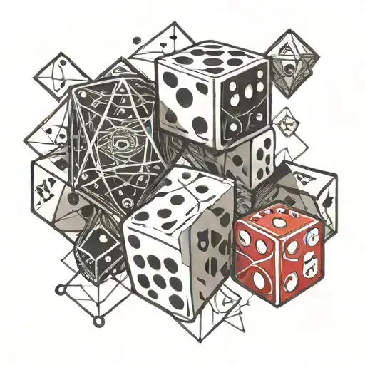 math and probability, dice and cards tattoo design idea