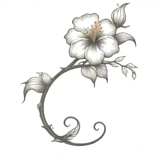 Lillie's, hibiscus, jasmine flower intertwined on a vine tattoo design idea