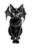 black cat with bat wings tattoo design idea