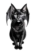 black cat with bat wings tattoo design idea