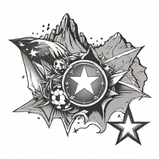 12 from stars from EU flag. Have mountains and a small backpack. music and football can be included tattoo design idea