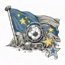 12 from stars from EU flag. Have mountains and a small backpack. music and football can be included tattoo design idea