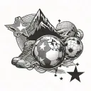 12 from stars from EU flag. Have mountains and a small backpack. music and football can be included tattoo design idea