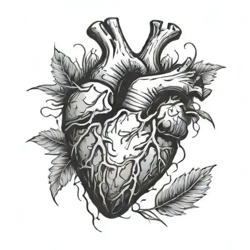 a human heart made of dirt and grass falling apart with bandaids and a knifr running though it tattoo design idea
