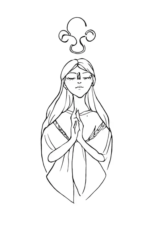 A girl with a lucky symbol tattoo design idea