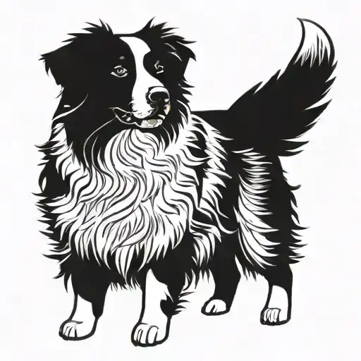 Australian shepherd standing watch watch tattoo design idea