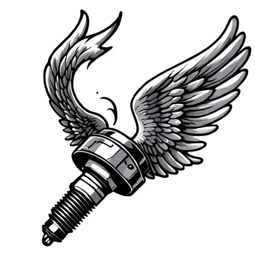 spark plug with wings tattoo design idea