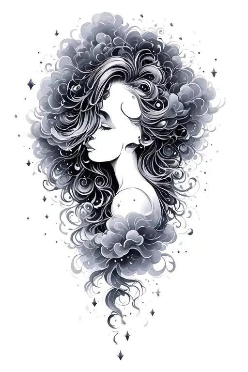 psychadelic fairy dust clouds tattoo design idea