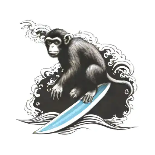 monkey surf board tattoo design idea
