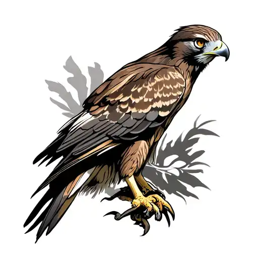 red tail hawk perched tattoo design idea