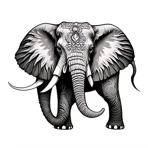 elephant and elegant design spine tattoo tattoo design idea