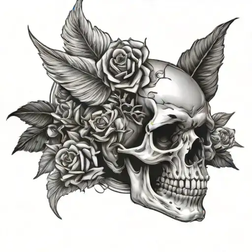 Glycolic skull with the number 2001 tattoo design idea