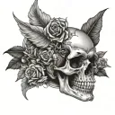 Glycolic skull with the number 2001 tattoo design idea