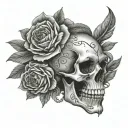Glycolic skull with the number 2001 tattoo design idea