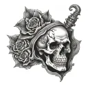 Glycolic skull with the number 2001 tattoo design idea