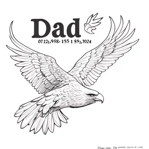 "Dad 01/02/1958-18/09/2024" eagle tattoo design idea