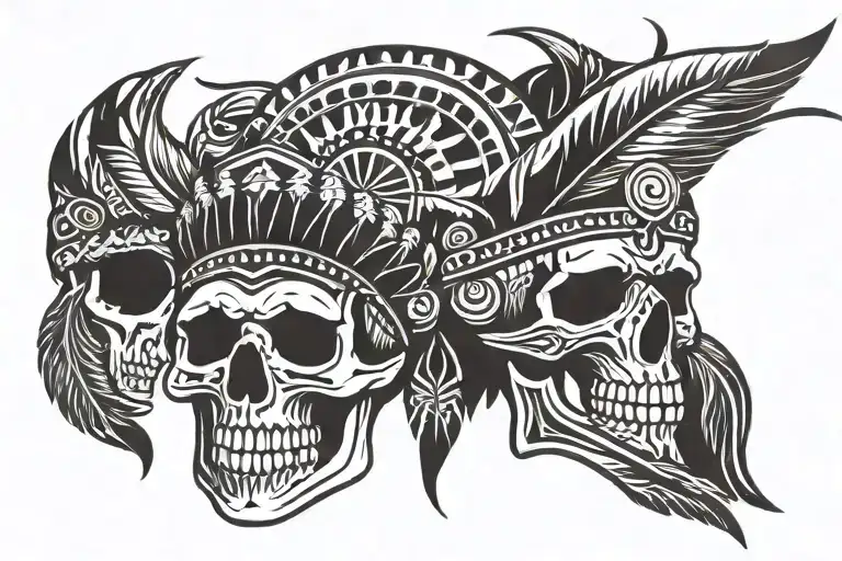 native american skull tattoo design idea