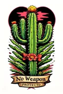 Cactus protected No weapon formed tattoo design idea