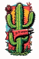 Cactus protected No weapon formed tattoo design idea