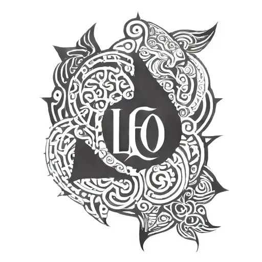 leo signs combined tattoo design idea